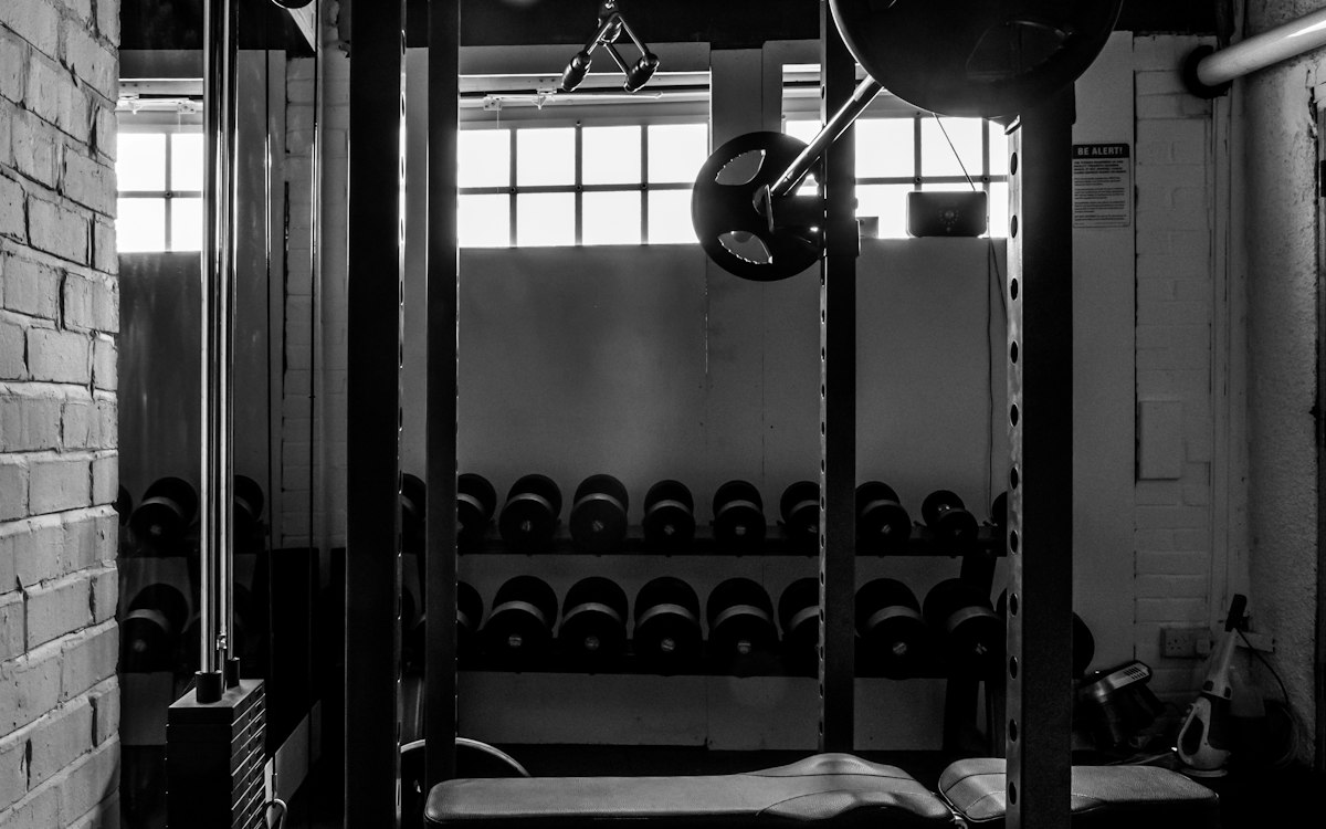 Dumbbells and cable equipment in a naturally lit gym